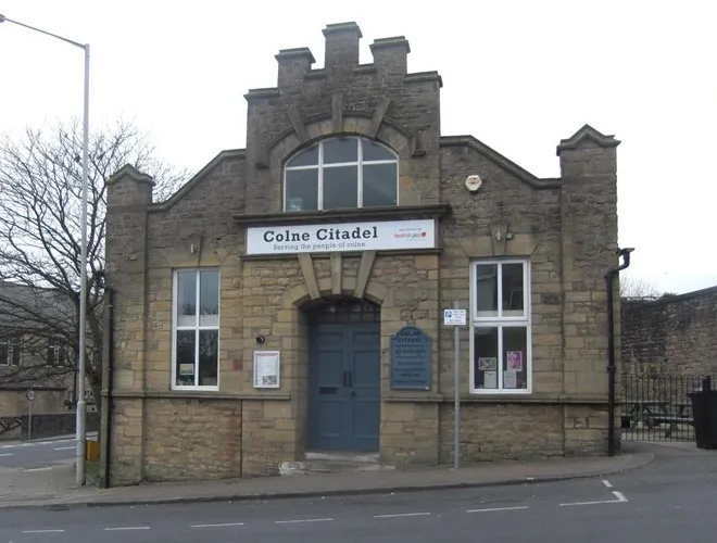 The Colne Citadel building on Market Place, Colne, built by the Salvation Army in 1908